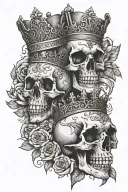 king and queen skull roeses and quote if you go I wanna go to tattoo design idea