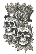 king and queen skull roeses and quote if you go I wanna go to tattoo design idea