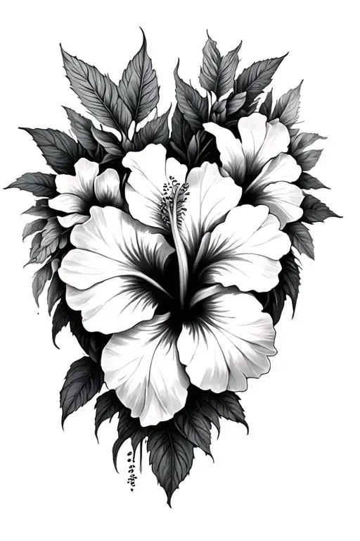 A heart made out of intertwined hibiscus flowers tattoo design idea