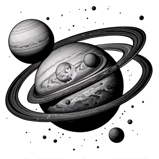 armillary sphere floating among planets tattoo design idea