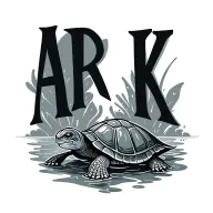 ARK written in cute turtle swimming tattoo design idea