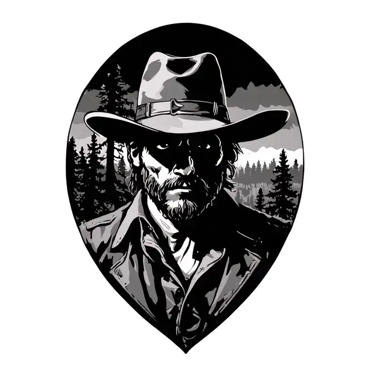 red dead redemption 2 forest tattoo design idea