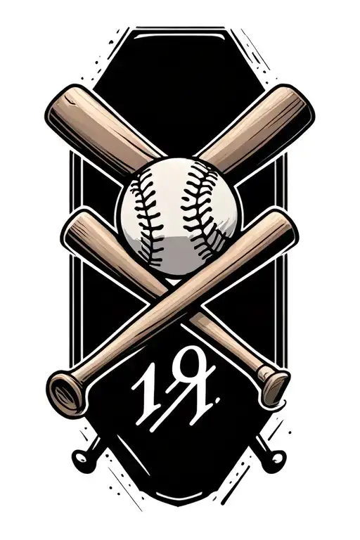 baseball bat crossed together symbolizing #10 tattoo design idea