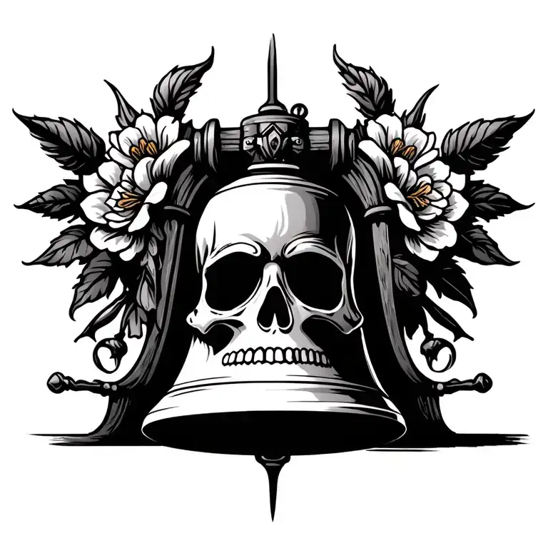 Church Bell candy skull tattoo design idea