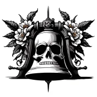Church Bell candy skull tattoo design idea