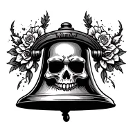 Church Bell candy skull tattoo design idea