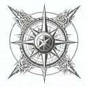 Create a design for a compass rose tattoo inspired by the work of Hans Ruedi Giger. tattoo design idea