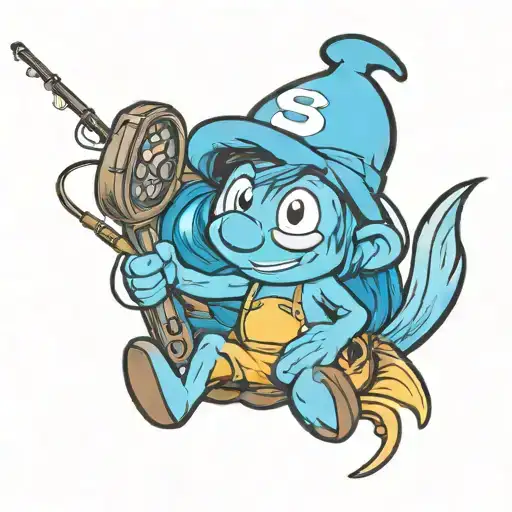 fishing smurf tattoo design idea