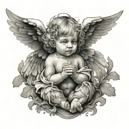 baby, wings, angel wings tattoo design idea