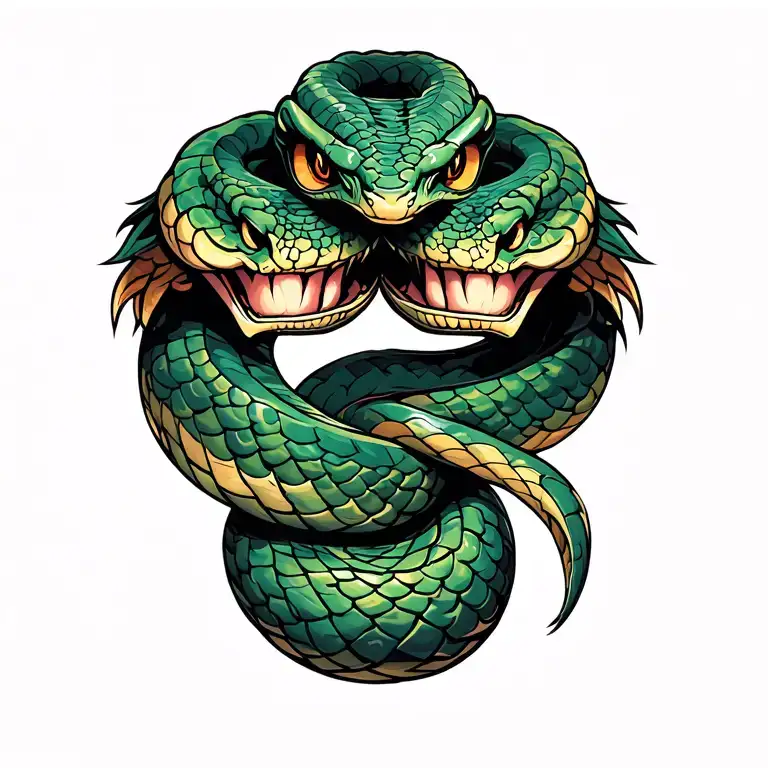 Snake with two heads wrapped tattoo design idea