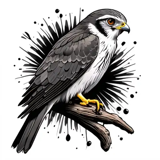 kestrel on perch tattoo design idea