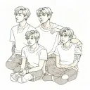 a Polaroid image of BTS members sitting tattoo design idea