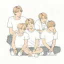 a Polaroid image of BTS members sitting tattoo design idea