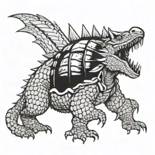 armadillo Godzilla towering tattoo design idea