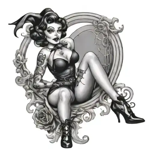 halloween pinup girl tattoo design idea