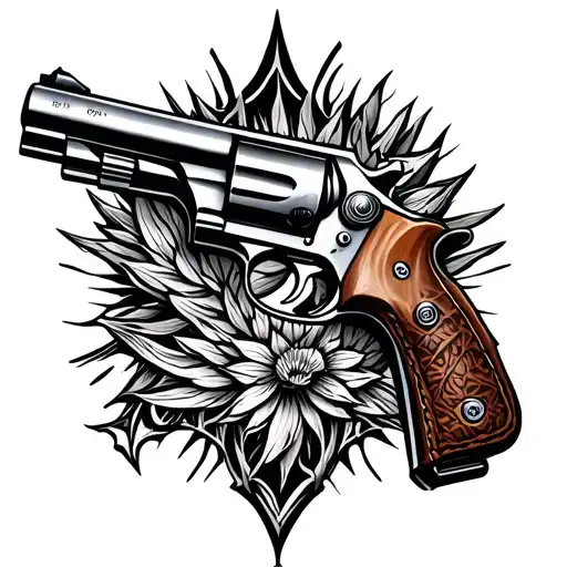 gun with leather long tattoo design idea
