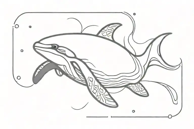 killer whale swimming in a sea turtle swimming tattoo design idea