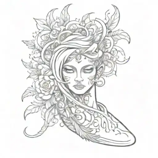 A tattoo on the calf with the words 'Enlightened by God' and 'Enemy of Death' tattoo design idea