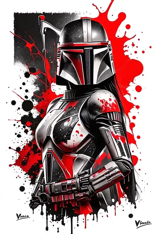 FEMALE NO HELMET mandalorian star wars tattoo design idea