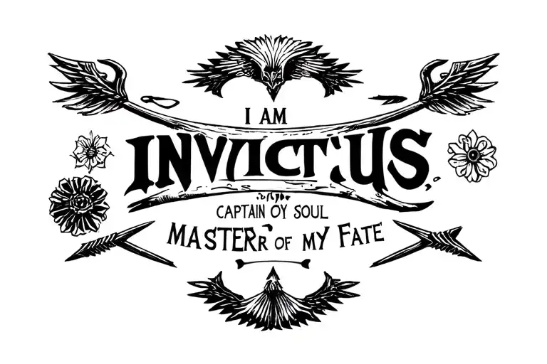 INVICTUS ARROW I AM CAPTAIN OF MY SOUL MASTER OF MY FATE tattoo design idea