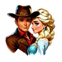 Lucky Luke and Elsa  tattoo design idea
