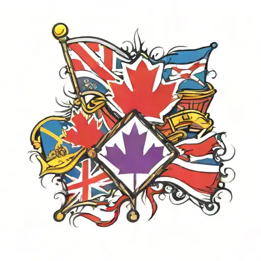 Canadian and Scottish flags crossed tattoo design idea