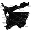 detailed map of puerto rico and cuba with coordinates and lines tattoo design idea