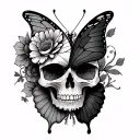 Half Skull Half Butterfly tattoo design idea