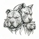warriors lions American pit bulls face tattoo design idea
