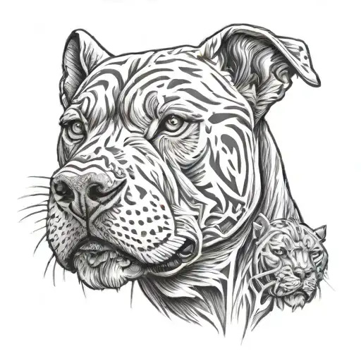 warriors lions American pit bulls face tattoo design idea