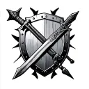 Bow and arrow and sword and shield tattoo design idea