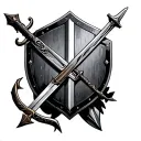 Bow and arrow and sword and shield tattoo design idea