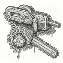 The chainsaw chain gradually moves to the cartridge belt tattoo design idea