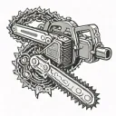 The chainsaw chain gradually moves to the cartridge belt tattoo design idea