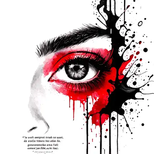 Half-face line art. Just the outline of one eye and eyebrow, soft and feminine. With a quote saying “os olhos sempre fal tattoo design idea