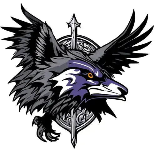The Joker ravens Norse coat of arms wolf tattoo design idea
