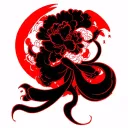 black with red accents outline  tattoo design idea