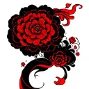 black with red accents outline  tattoo design idea
