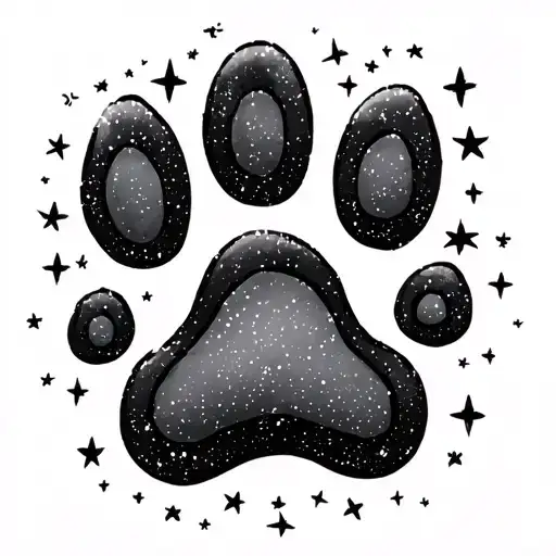 memorial dog paw print with stars in the sky tattoo design idea