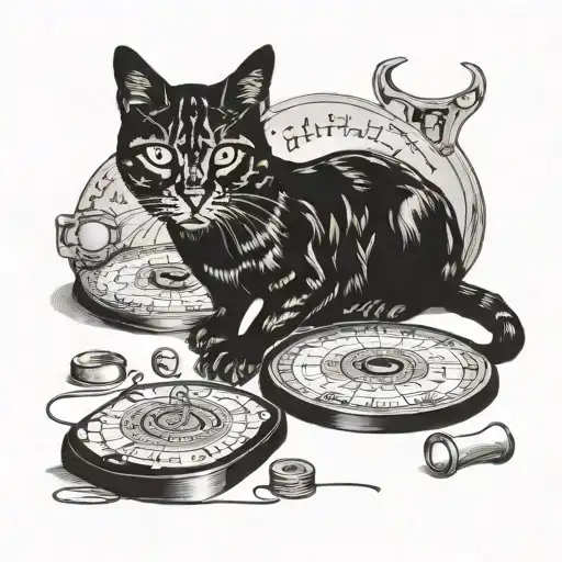 cat ouija board pointer tattoo design idea