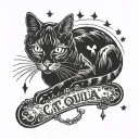 cat ouija board pointer tattoo design idea