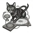 cat ouija board pointer tattoo design idea