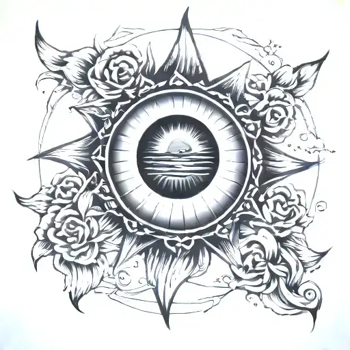 solar eclipse with date 10/14/23 tattoo design idea
