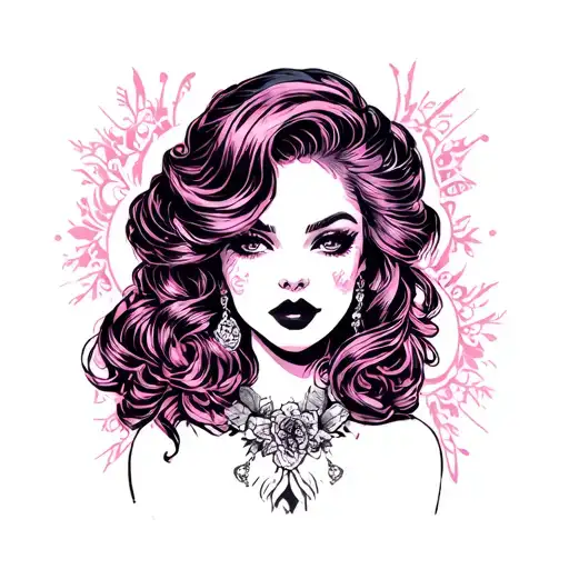 goth pinup girl tattoo design idea