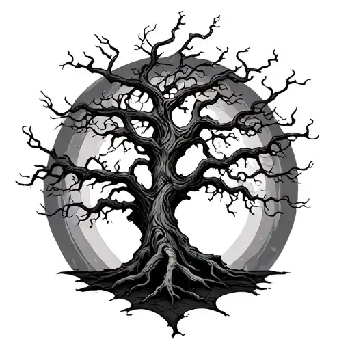 Haunted Tree tattoo design idea