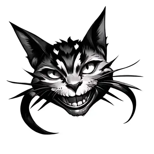 Cheshire cat smile tattoo design idea