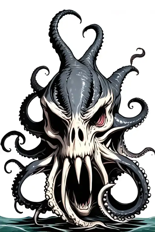 kraken black and grey tattoo design idea