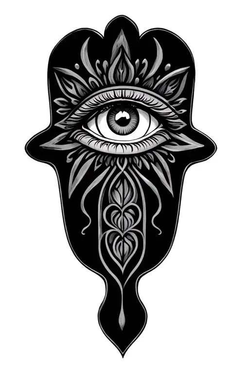 hamsa with eye inside tattoo design idea