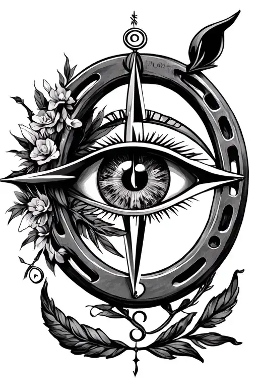 horse shoe, Lilly's, third eye, compass, London train logo tattoo design idea
