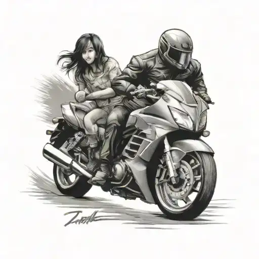 dad and daughter on a Hayabusa   tattoo design idea